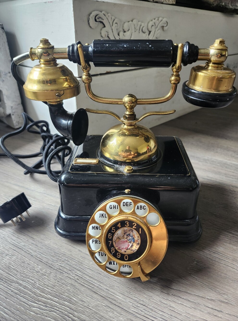 Vintage 1970s Black & Gold Rotary Phone Model JN-4 Telephone